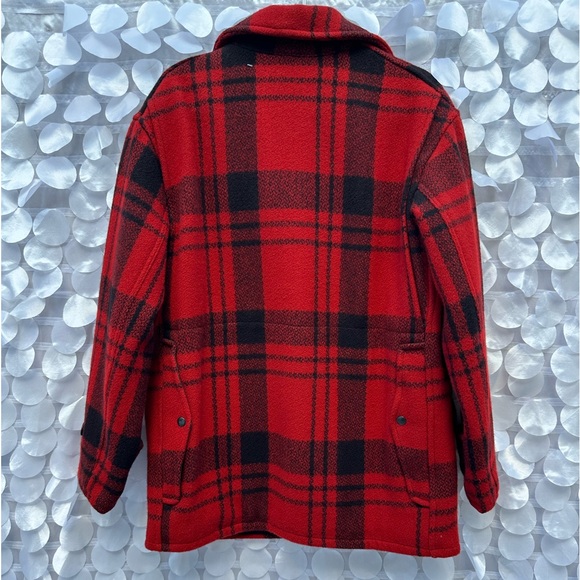 Ralph Lauren Double RL Mens Small 100% WOOL Red Black Buffalo plaid Coat - Picture 3 of 14